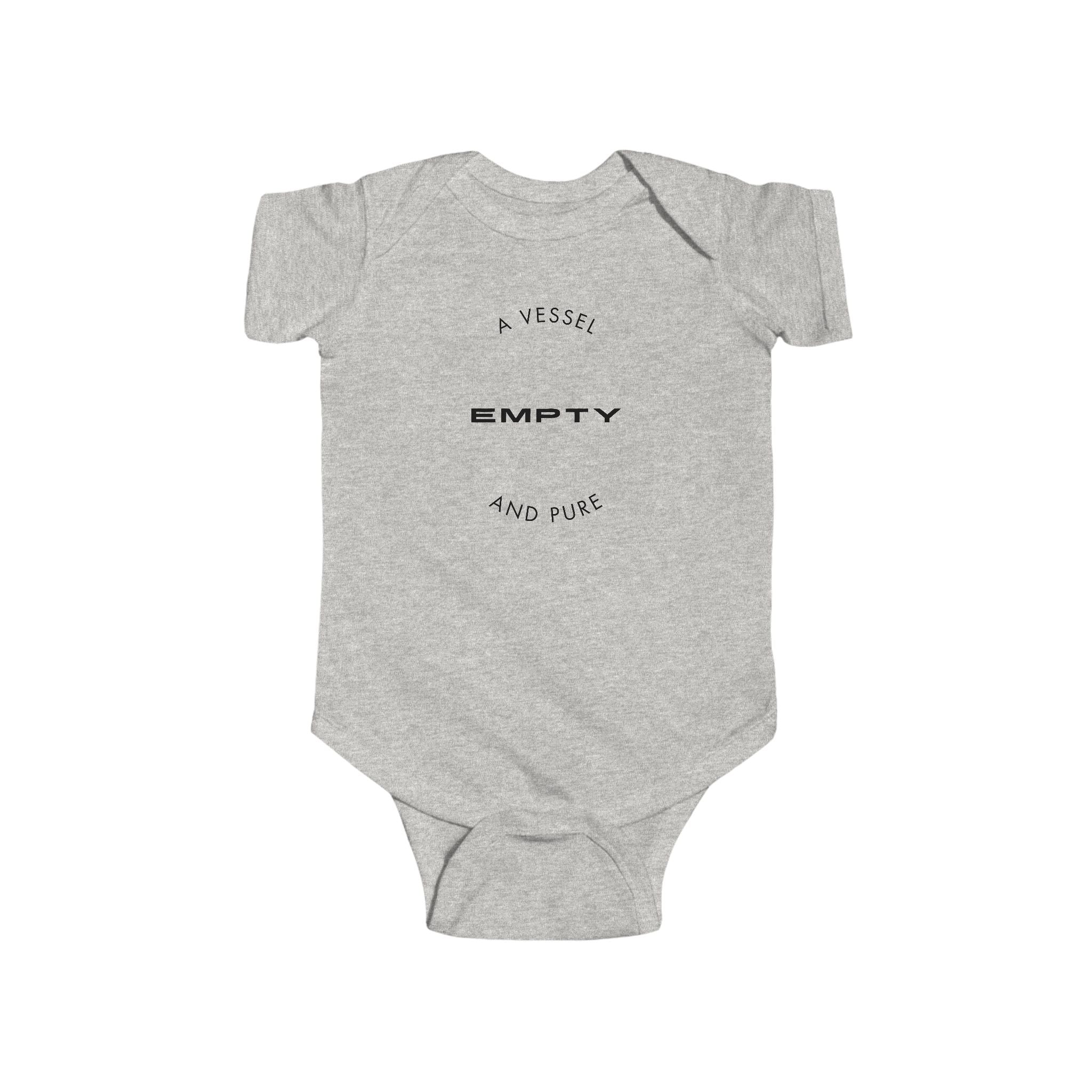 Infant Bodysuit "A Vessel Empty and Pure" – Minimal Red Script Baby Onesie
