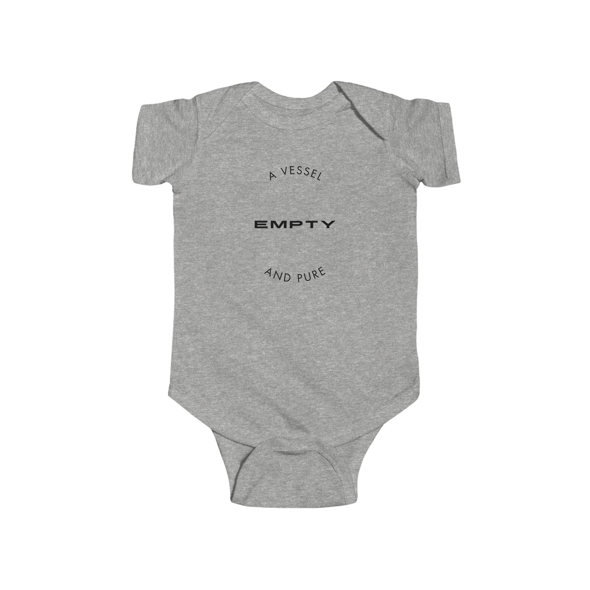 Infant Bodysuit "A Vessel Empty and Pure" – Minimal Red Script Baby Onesie