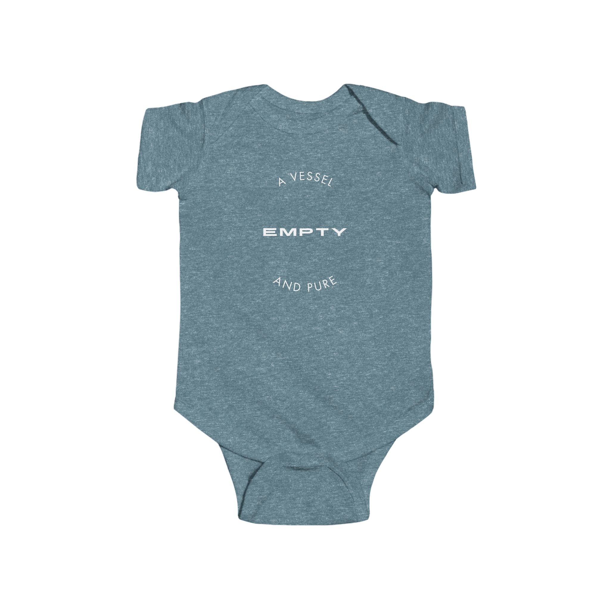 Infant Bodysuit "A Vessel Empty and Pure" – Minimal Red Script Baby Onesie