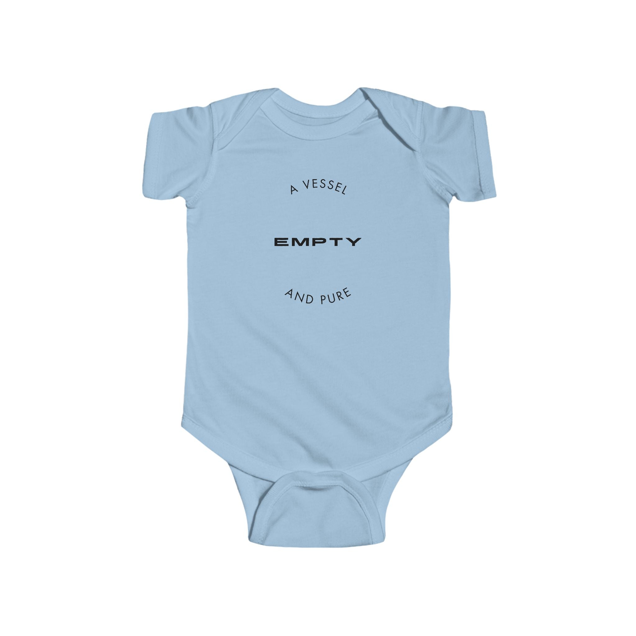 Infant Bodysuit "A Vessel Empty and Pure" – Minimal Red Script Baby Onesie