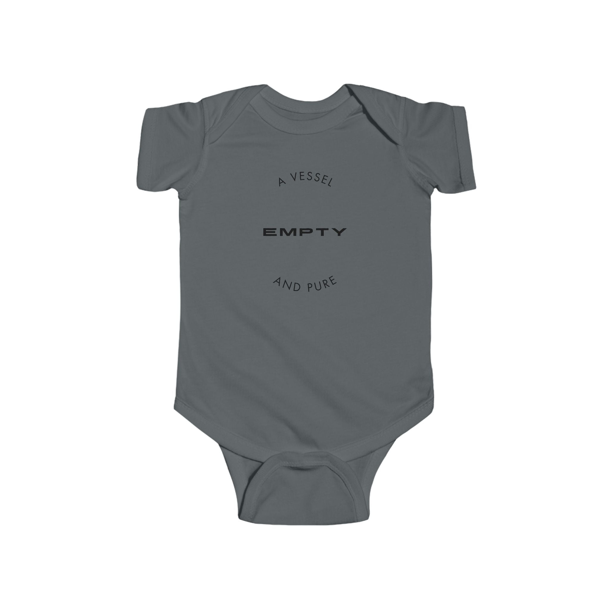 Infant Bodysuit "A Vessel Empty and Pure" – Minimal Red Script Baby Onesie