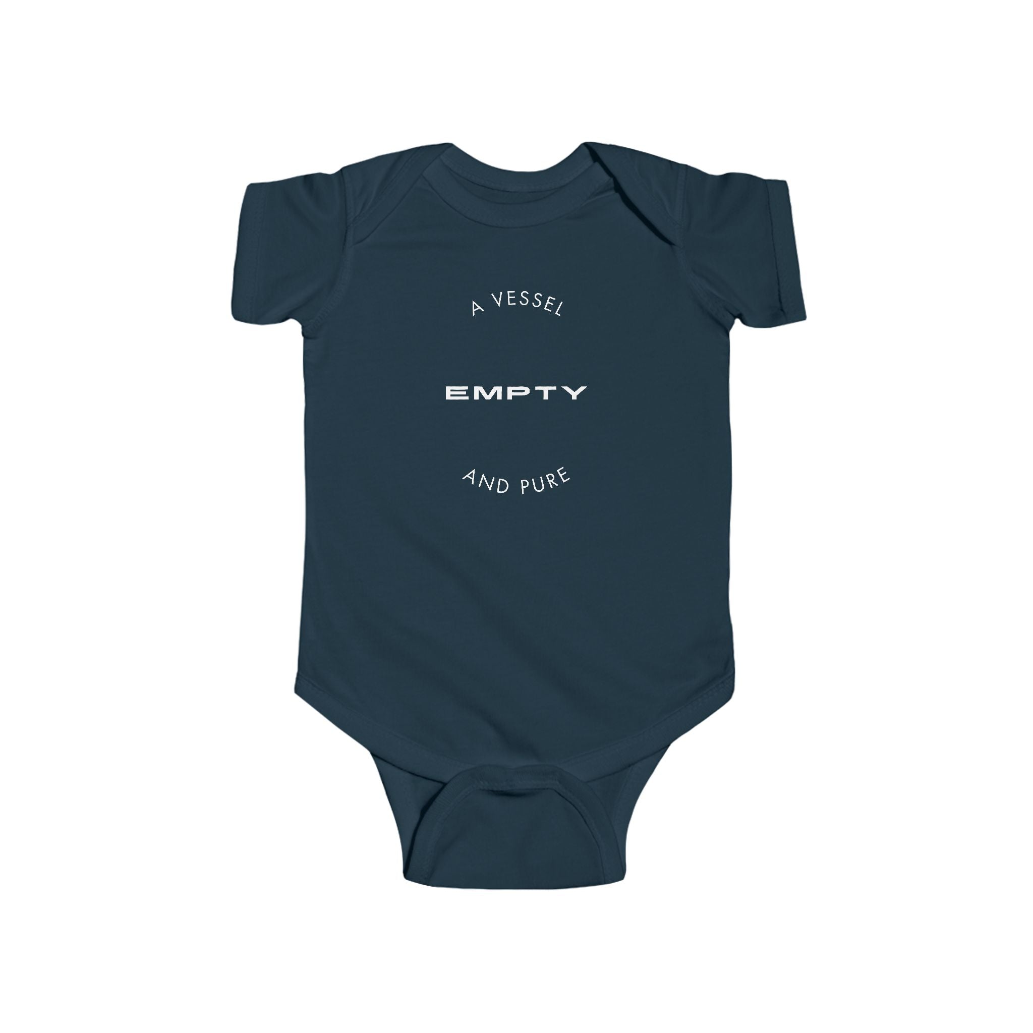 Infant Bodysuit "A Vessel Empty and Pure" – Minimal Red Script Baby Onesie