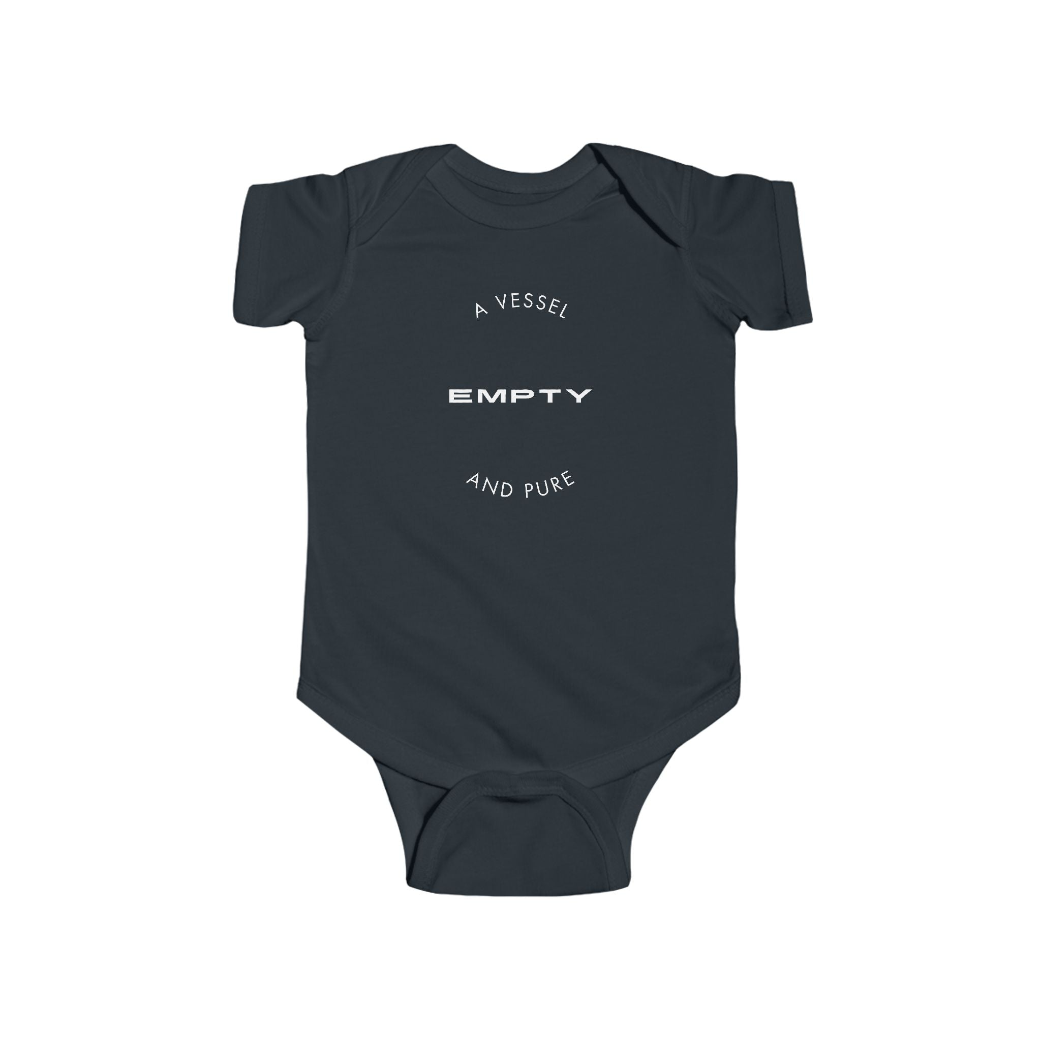 Infant Bodysuit "A Vessel Empty and Pure" – Minimal Red Script Baby Onesie